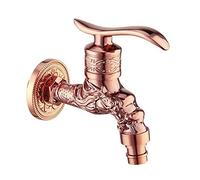 Antique Carved Vintage Kitchen Faucet Wall Mounted Outdoor Faucet Chrome Copper Sink Single Cold Water Taps Household Mop Pool Washing Machine Waterfall Faucet G1/2" Vessel Faucet (Washing Machine)