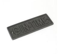 Antique Cast Iron Gin Time Plaque/sign - 152mm