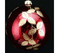 Antique Cherry Red Bauble with Gold Leaves 8cm