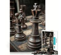 Antique Chess Pieces Jigsaw Puzzle for Teenagers 1000 Pieces Logic Play Sharp Cut Family Enjoyable (50x75cm)
