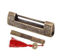 Antique Chinese Lock and Key, Decorative Vintage Lock Antique Chinese Padlock for Small Wooden Box, Furniture Cabinets, Chest 3.5in