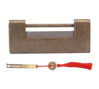 Antique Chinese Padlock Decorative Vintage Brass Lock Key for Small Wooden Box Furniture Cabinets Chest 4.4cm Spacing Durable Ornament Collectible