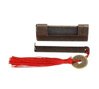 Antique Chinese Padlock Durable Brass Vintage Horizontal Lock for Box Cabinet Jewelry Tool Wine Gift Boxes 1.7in Spacing Proof Ornament Collectible