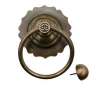 Antique Chinese Style Solid Brass Door Ring, Surface Mount Retro Handle, Round Pull Heavy Duty