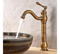 Antique Chrome Bathroom Basin Mixer TapTall Deck Mounted Faucet with Single Lever Solid Brass Construction Hot & Cold Water Traditional Ceramic Design,Antique
