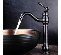 Antique Chrome Bathroom Basin Mixer TapTall Deck Mounted Faucet with Single Lever Solid Brass Construction Hot & Cold Water Traditional Ceramic Design,Black Antique