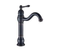 Antique Chrome Bathroom Basin Mixer TapTall Deck Mounted Vanity Sink Faucet with Ceramic Single Lever Solid Brass Hot & Cold Water Traditional Design (Black Antique)