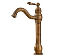 Antique Chrome Bathroom Basin Mixer TapTall Deck Mounted Vanity Sink Faucet with Ceramic Single Lever Solid Brass Hot & Cold Water Traditional Design (Antique)