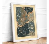 Antique Coastal Cartography Vintage Framed Wall Art Print A1 (84.1×59.4cm) White, Wall Decor for Living Room, Bedroom, Office & Home, Ready to Hang, Art Gift