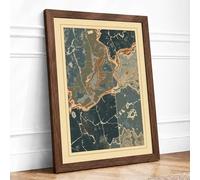 Antique Coastal Cartography Vintage Framed Wall Art Print A2 (59.4×42cm) Walnut, Wall Decor for Living Room, Bedroom, Office & Home, Ready to Hang, Art Gift