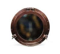 Antique Coke Copper Wall Mounted Nautical Premium Aluminum Vintage Mirror | Ship's Porthole Window | Pirate's Maritime Nautical Themed Decor | Nagina International (12 Inches, Light Antique Mirror)