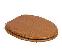 Antique Colour Wooden MDF Toilet Seat 18 Inch Oval Shape, Heavy Duty Zinc Alloy Chrome Hinges, Moisture Resistant & Easy Fit, Durable Replacement Seat with Fittings for UK Bathroom