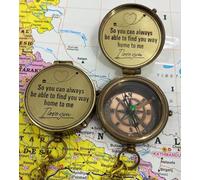 Antique Compass So You Can Always Find Your Way Back Home Brass Compass Engraved Gifts for Men Bronze for Men Romantic Gifts for Him/Her, Keepsake Gifts for Husband