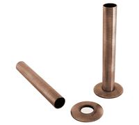 (Antique Copper) 180mm Radiator Valve Pipes and Collars Easy Fit Packs Plumbing Tubes Brass