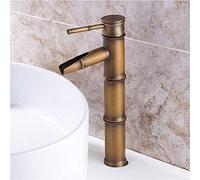 Antique Copper Basin Tap with Hot & Cold Water, Over The Top Design, Bamboo Joint, Short Black Finish, Perfect for Stylish Bathrooms, One Size Fits All