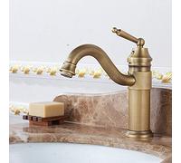 Antique Copper Bathroom Faucet - Single Handle Mixer Tap Deck Mounted Hot & Cold Water Retro Basin Faucet for Classic Bathrooms