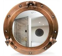 Antique Copper Finish Premium Nautical Maritime Ship's Porthole | Authentic Rustic Appeal Porthole Mirrors (10 Inches)