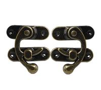 Antique Copper Hook Lock - Retro Design Heavy Duty Secure Trigger Lock Decorative Buckle Hardware, Left Right Vintage Style | Jewelry Box, Tool Box, Va