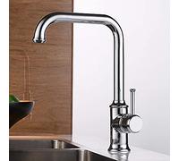 Antique Copper Silver Kitchen Faucet - Single Handle Hot & Cold Water Mixer Stylish Rotary Design Single Hole Sink Tap for Modern Kitchens