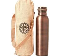 Antique Copper Water Bottle With Jute Carry bag - 34 Oz Copper Bottle For Drinking More Water Ayurvedic Copper Vessel For Yoga, Meditation, Gym, Sports, Outdoor - Pack of 1, Antique Matte Finish