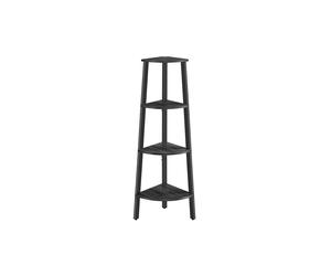 Antique Corner Shelf Rack, Charcoal Gray + Matte Black