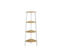 Antique Corner Shelf Rack, Natural Oak + Matte White