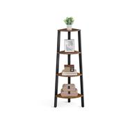 Antique Corner Shelf Rack, Rustic Brown + Black