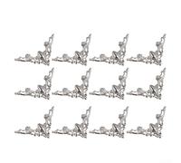 Antique Corner Stickers, Metal Decorative Corner Covers, 12PCS for Furniture and Boxes (White)
