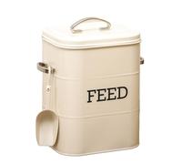 Antique Cream Feed Storage Tin With Scoop 6 Litre - Suitable For Bird Seed/Dog Or Cat Food