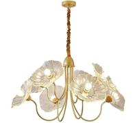 Antique d Lotus Leaf Pendant Light - Modern E27 Glass Flower Chandelier for Living Room, Dining Room, Kitchen, Entryway & Foyer