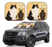 Antique Daisy Cat Car Windshield Sun Shade 2pcs Car Front Window Sunshade | Portable Window Sunshade Protector Blocks UV Rays Sun Visor Protector Universal for Cars Sedan Truck SUV Interior Accessories
