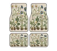 Antique Daisy Plant Pattern Car Floor Mats Set of 4