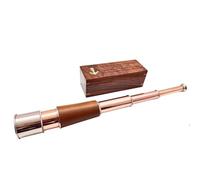 Antique Decor Spyglass Handcrafted Telescope | with Box | for I Know The Plans I Have for You, Chrome/Copper Finish Leather Vintage Handmade Telescope Functional Collectibles | for Kids | 18 Inches