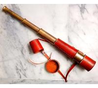 Antique Decor Spyglass, Pirate Telescope with Leather Case, Handheld Monocular, Nautical Decor for Adventure Enthusiasts, Gifting, Travelers, J. Scott London, 14" Inches.