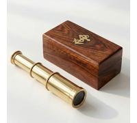 Antique Decor Spyglass, Pirate Telescope with Leather Case, Handheld Telescope for Adventure Enthusiasts, Monocular Nautical Decor for Gifting, Travellers, 6"