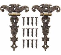 Antique Decorative Hinges,Folding Butt Hinges, 2pcs Retro Alloy Door Connector Accessories 11.20X6.70X0.50cm/4.40X2.63X0.20in.