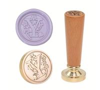 Antique Design Seal Wax Stamp Set Brass Engraved Tip and Wooden Grip for Card Invitations Party Envelope European Letter Wax Seal Stamp