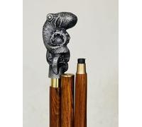 Antique Designer Octopus Head Handle Brass Victorian Walking Stick for Men - Premium Wooden Foldable Handmade Steampunk Walking Stick for Men, Women, Hiking, Camping, Senior