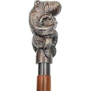 Antique Designer Octopus Head Handle Walking Stick/Cane for Men Premium Wooden Foldable Handmade Steampunk Walking Stick for Men, Women, Hiking, Camping, Senior 37 Inch