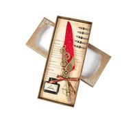 Antique Dip Pen with Inks and 5 Tip Retro Metal Engraved Feathered Dip Set for Beginner Enthusiasts Handwriting Artistic Down Toner