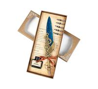 Antique Dip Pen with Inks and 5 Tip Retro Metal Engraved Feathered Dip Set for Beginner Enthusiasts Handwriting Artistic Down Toner