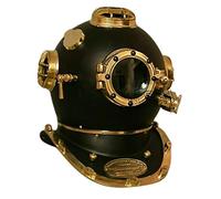Antique Diving Helmet 18" ~ US Navy Mark V Deep Sea Divers Black & Brass Helmet