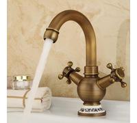 Antique Double Handle Bathroom Sink Faucet, Classic Hot & Cold Water Tap, Retro Washbasin Fixture, Elegant Vintage Plumbing Hardware for Luxurious Bathrooms