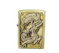 Antique Dragon Grinding Wheel Lighters Carving Windproof Kerosene Reusable Lighter for Collectors Gifting Daily Use (B)
