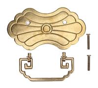 Antique Drawer Handle 12.8 x 7 cm Wealth Blossoms Retro Chinese Style Cabinet Knobs Double Hole Brass Vintage Cupboard Pull(Gold)