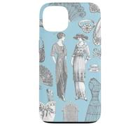 antique edwardian vintage fashion ladies blue toile de jouy Case for iPhone 13
