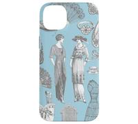antique edwardian vintage fashion ladies blue toile de jouy Case for iPhone 14 Plus