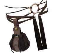 Antique Engraved Waist Pack & Belt Set for Masquerades Medieval Theme Halloween Costume Strap Adult Unisex Belt with Bag