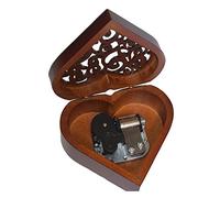 Antique Engraved Wooden Wind-Up Musical Box,Lilium From Elfen Lied Musical Box,with Silver-plating Movement in,Heart-shaped