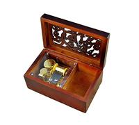 Antique Engraved Wooden Wind-Up Musical Box,Over The Rainbow Musical Box,with Gold-plating Movement in,Rectangle